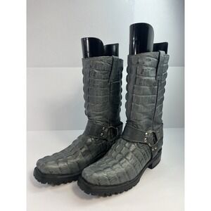 El Presidente Gold Collection Cowboy Western Boots 8.5 Gray Horn Back Alligator
